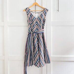 Eshakti Multicolor Chevron Striped A-line Dress | US8